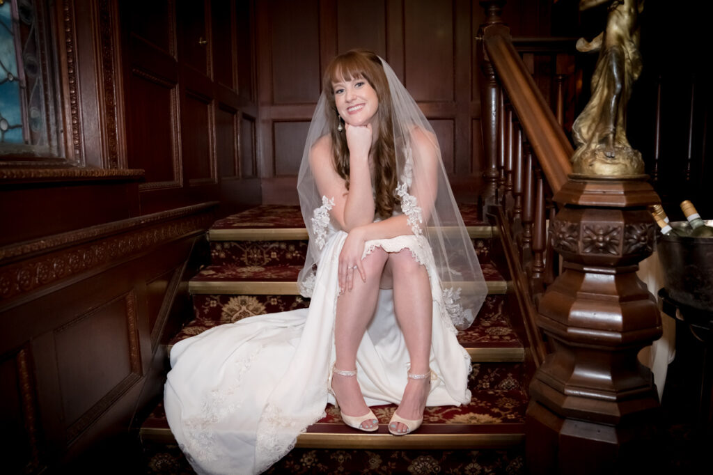 bride portrait on stairs