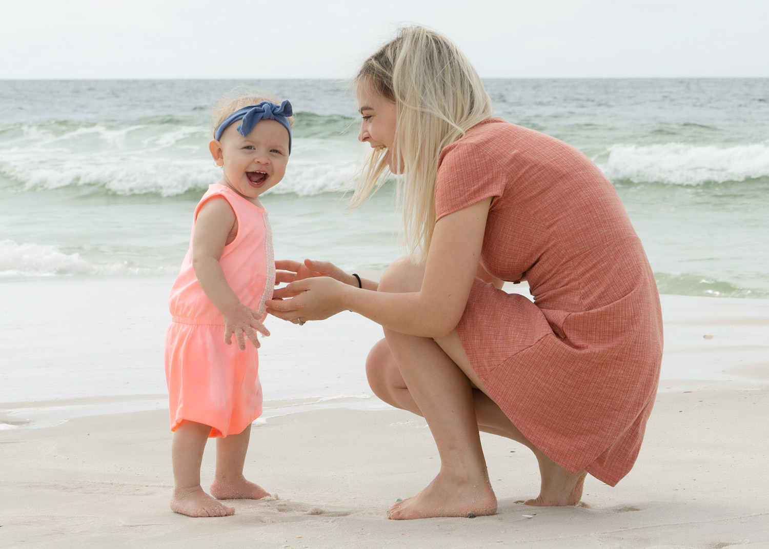 mother and daughter on beach