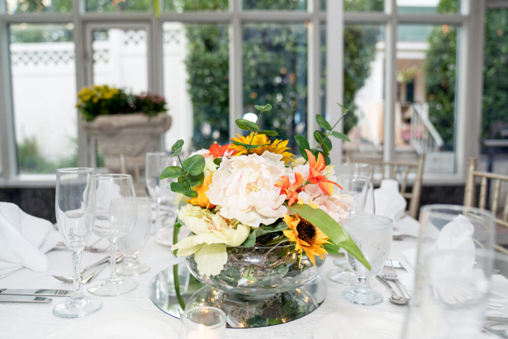 bridal flowers on table